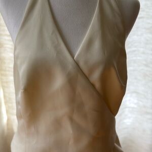 Ann Taylor Elegant Cream Sleeveless Wrap Top size 12p
